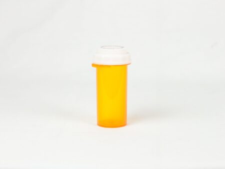 Thumb Tab Vials with Reversible Caps - Amber, 20 DRAM